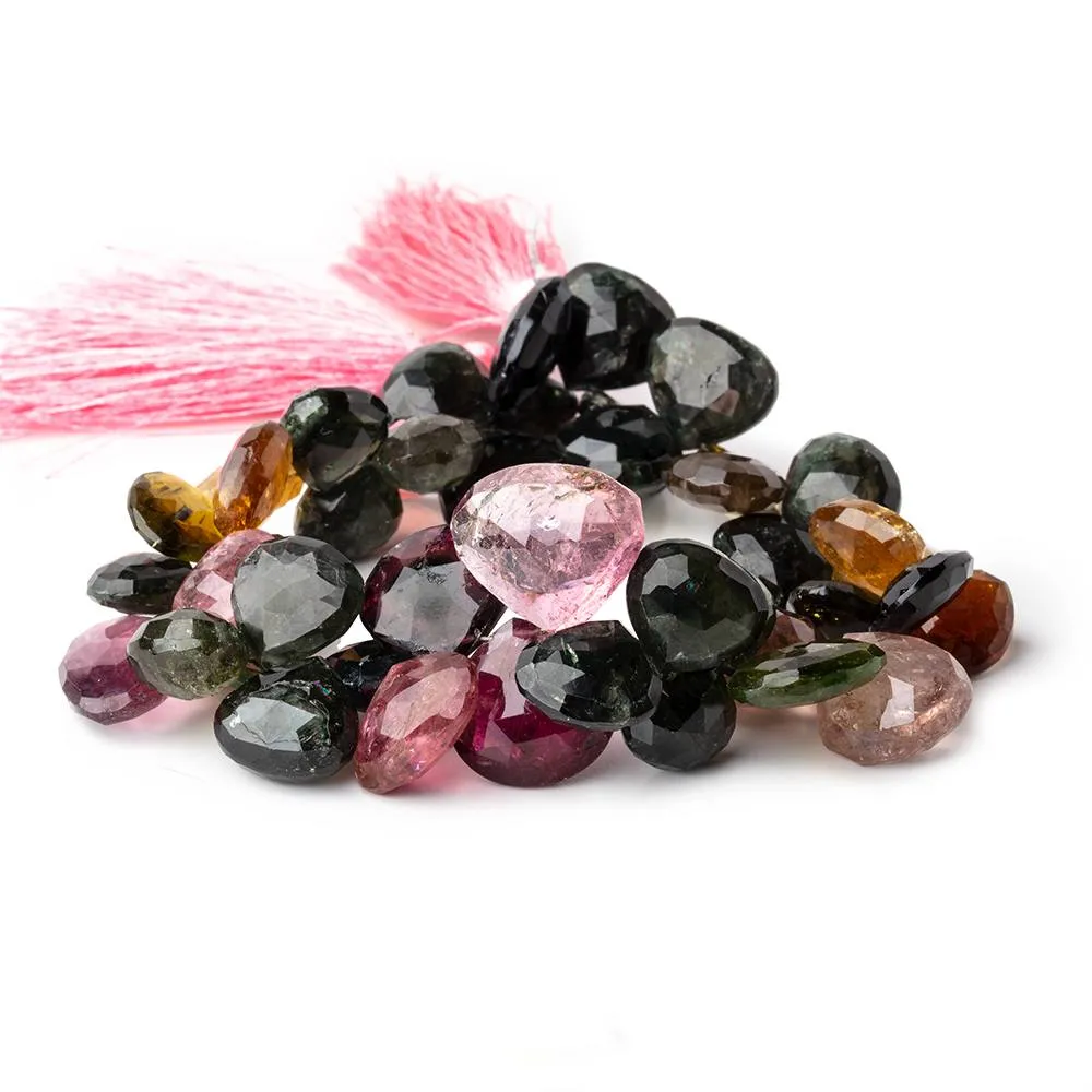 10-14mm Multi Color Tourmaline Beads Heart Briolette 44 pcs