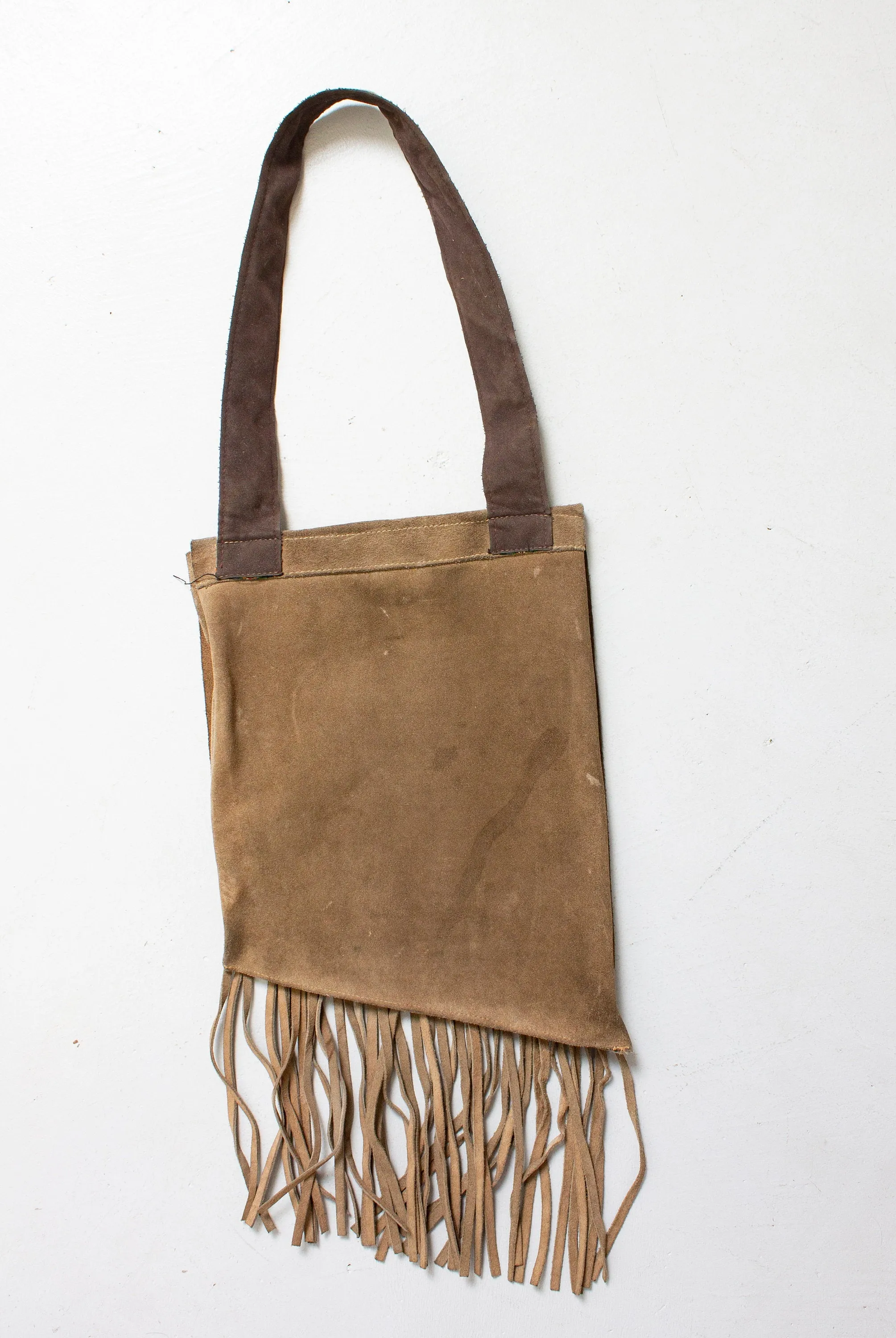 1970s Suede FRINGE Boho Purse Leather Shoulder Bag