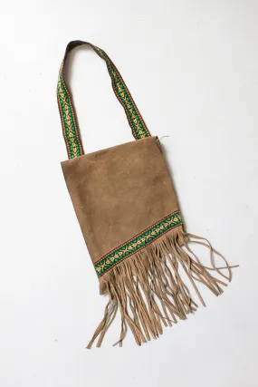 1970s Suede FRINGE Boho Purse Leather Shoulder Bag