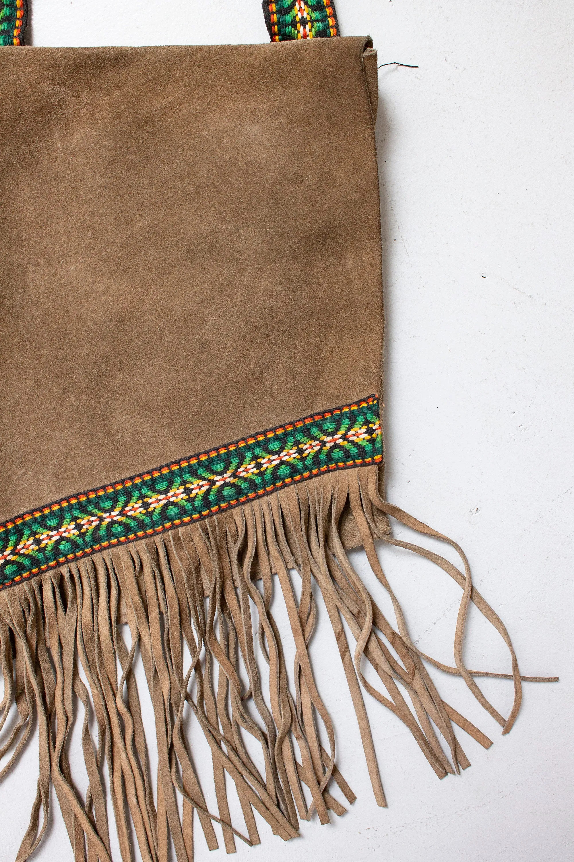 1970s Suede FRINGE Boho Purse Leather Shoulder Bag