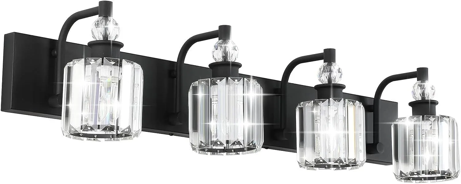 5-Light Crystal Vanity, Matte Black