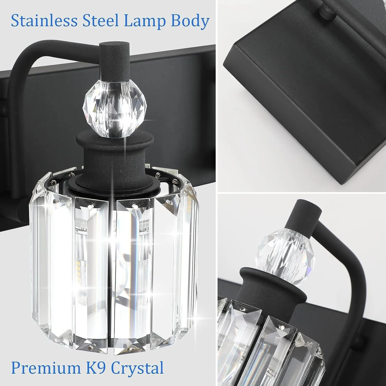 5-Light Crystal Vanity, Matte Black