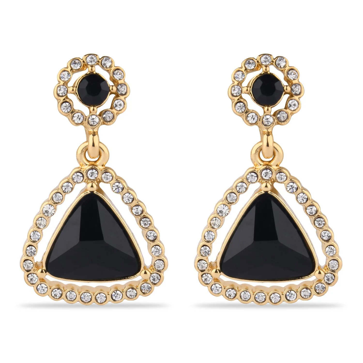 Accessorize London Women's Black Stone Geo Drop Earring