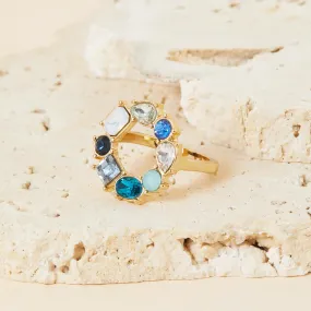 Accessorize London Women's Blue Eclectic Stone Circle Ring-Small