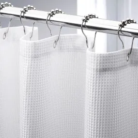 AmazerBath White Shower Curtain Fabric, Waffle Shower Curtains for Bathroom, Cloth Shower Curtain Heavy Duty, Thick Bathroom Shower Curtains Hotel Quality, Premium Polyester, 72x72 Inches