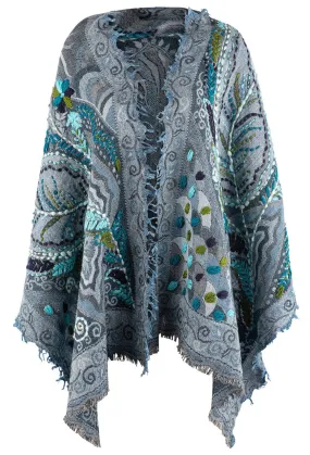 Anu Sapphire Embroidered Shawl