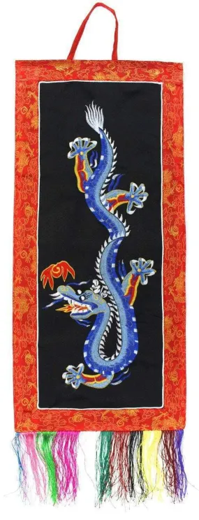 Black Dragon Embroidery Wall Hanging