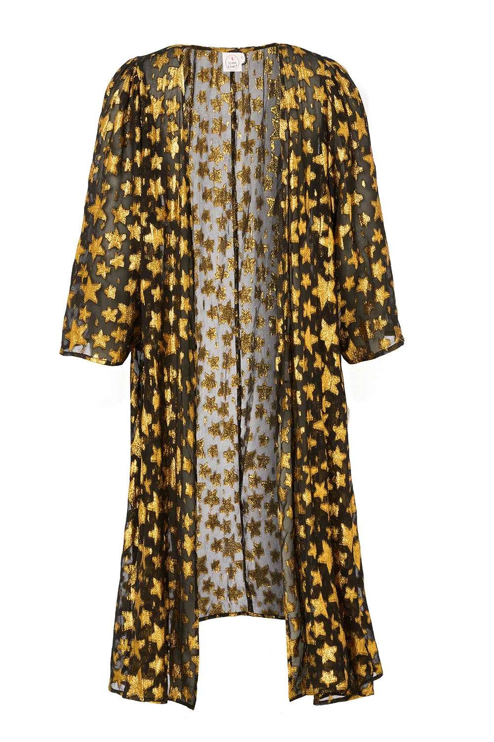 Black with Gold Jacquard Star Kimono