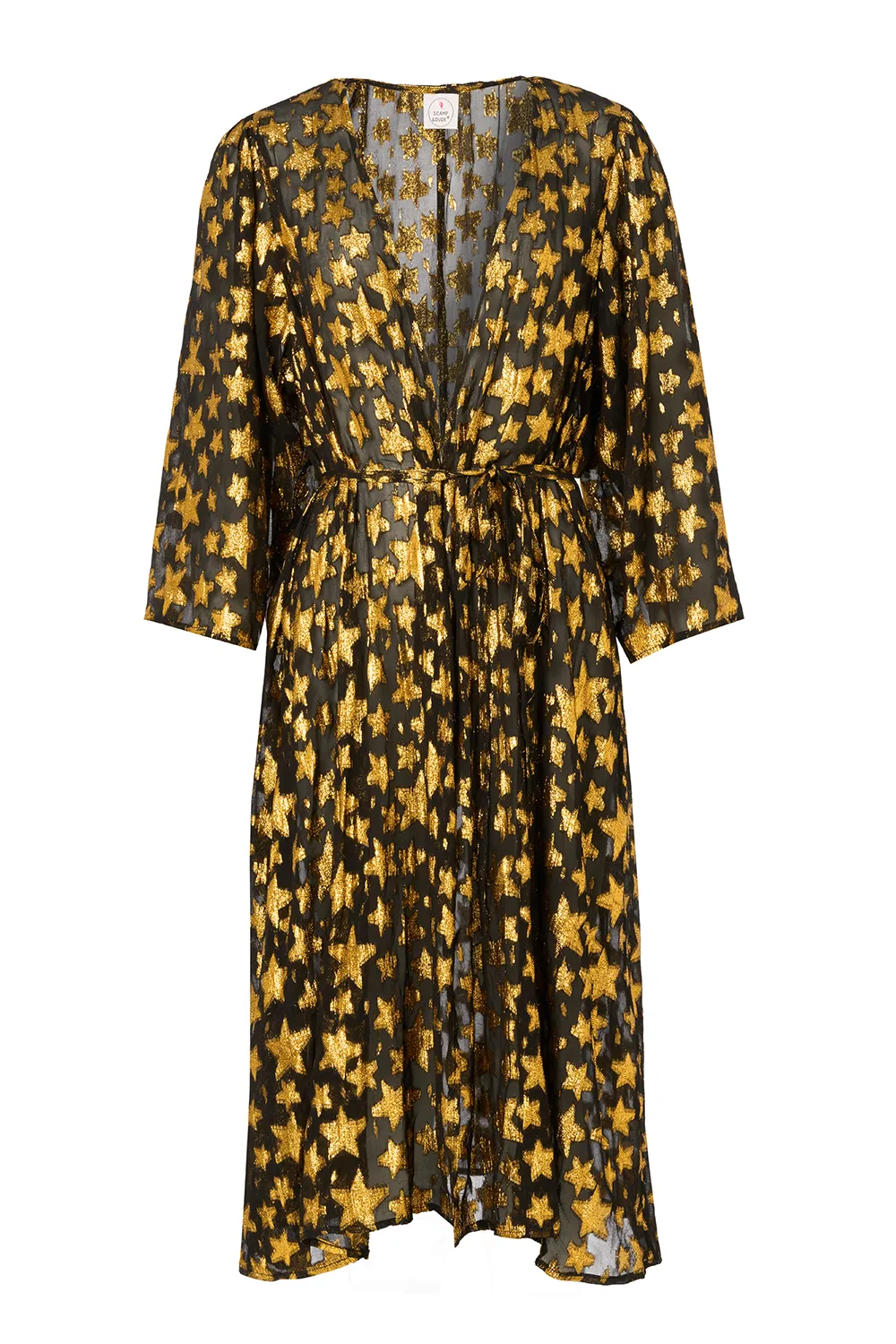 Black with Gold Jacquard Star Kimono