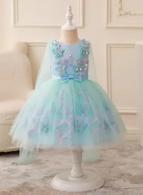 “Butterfly Sequin” Princess Beaded with Invisible Zipper, Tulle Gown 