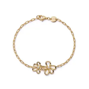 Daisy Bow Bracelet 18ct Gold Plate