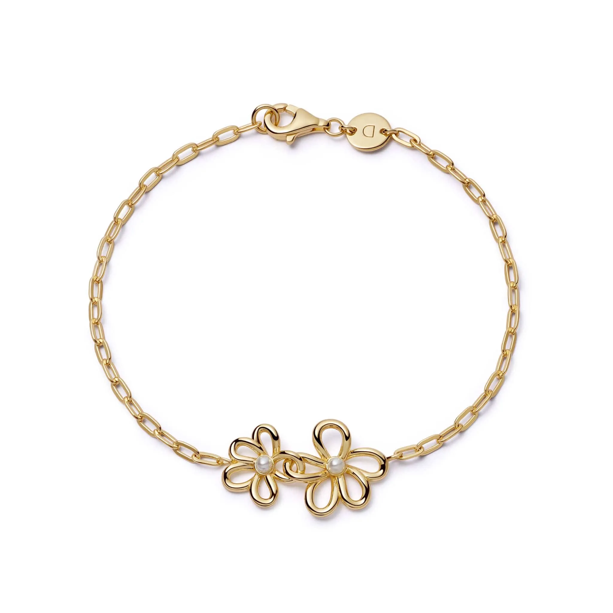 Daisy Bow Bracelet 18ct Gold Plate