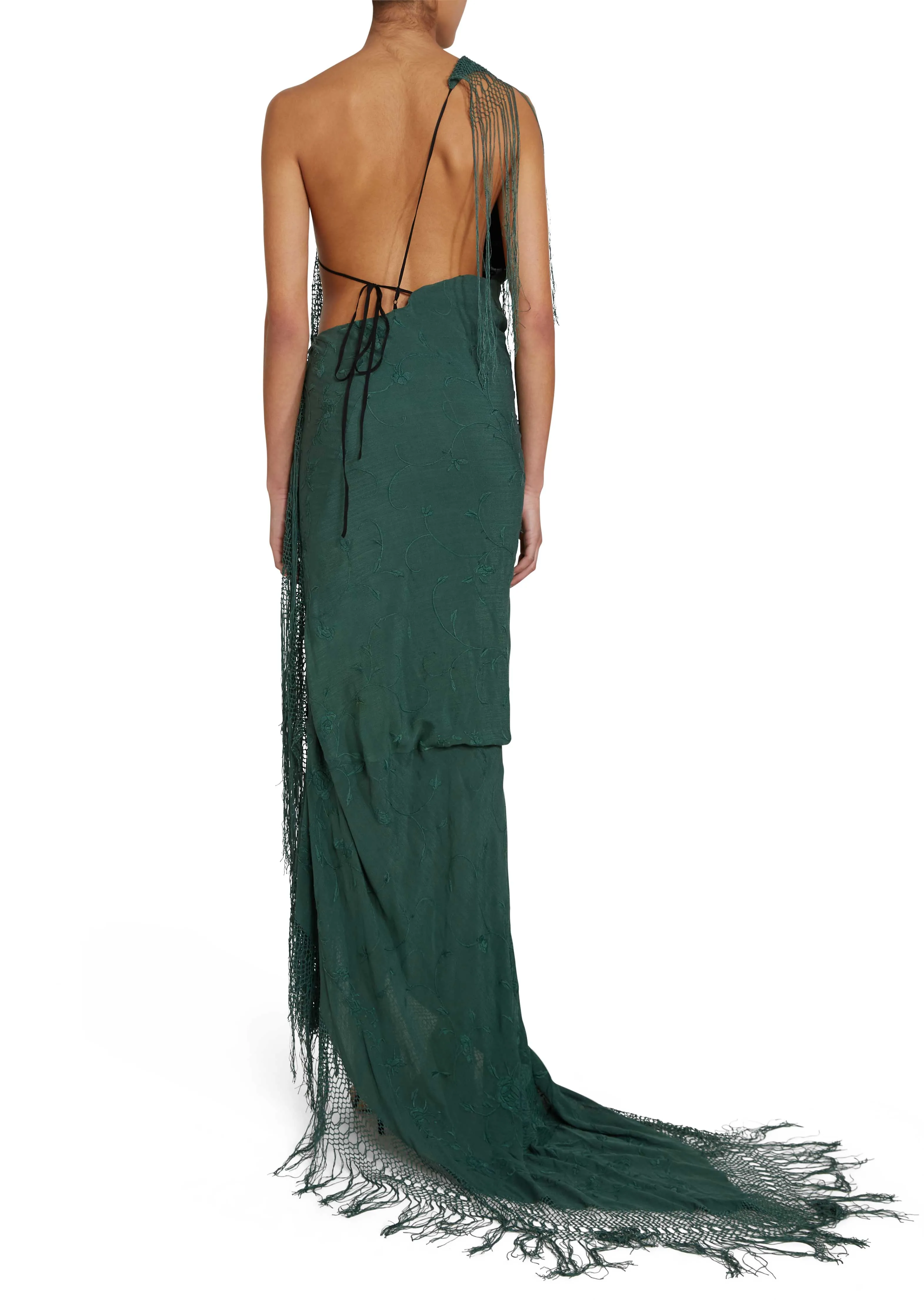 Demi-Couture Piano Shawl Gown - Emerald