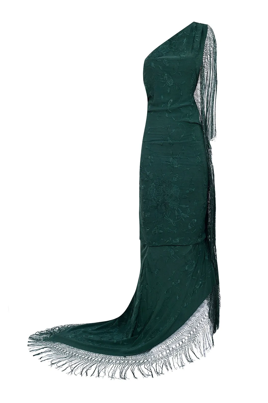 Demi-Couture Piano Shawl Gown - Emerald