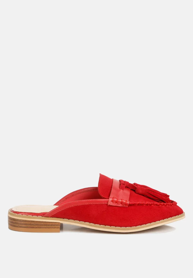 Edmanda Tassle Detail Leather Mules By Ruw