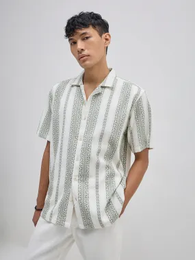 ETA Sage Stripe Patterned Relaxed-Fit Cotton Shirt