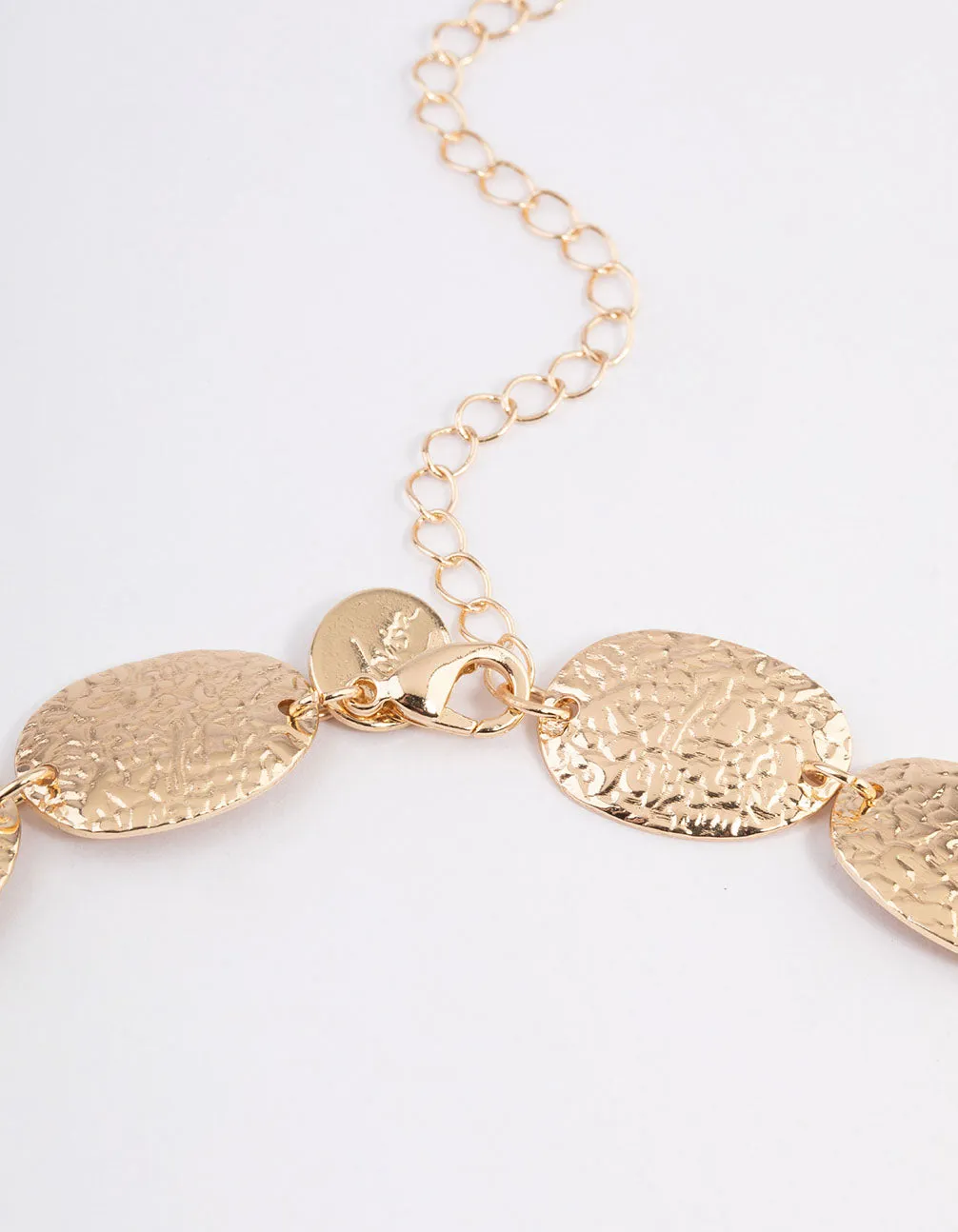 Gold Graduated Hammered Disc Necklace