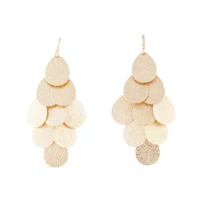 Gold Layered Textured Leaf Drop Earrings