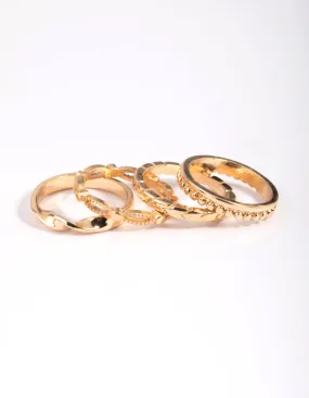 Gold Textured Ring Stack 4-Pack