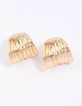 Gold Wide Textured Hoop Earrings