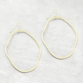 Hammered Free-Form Circle Hoop Earrings Gold Plated