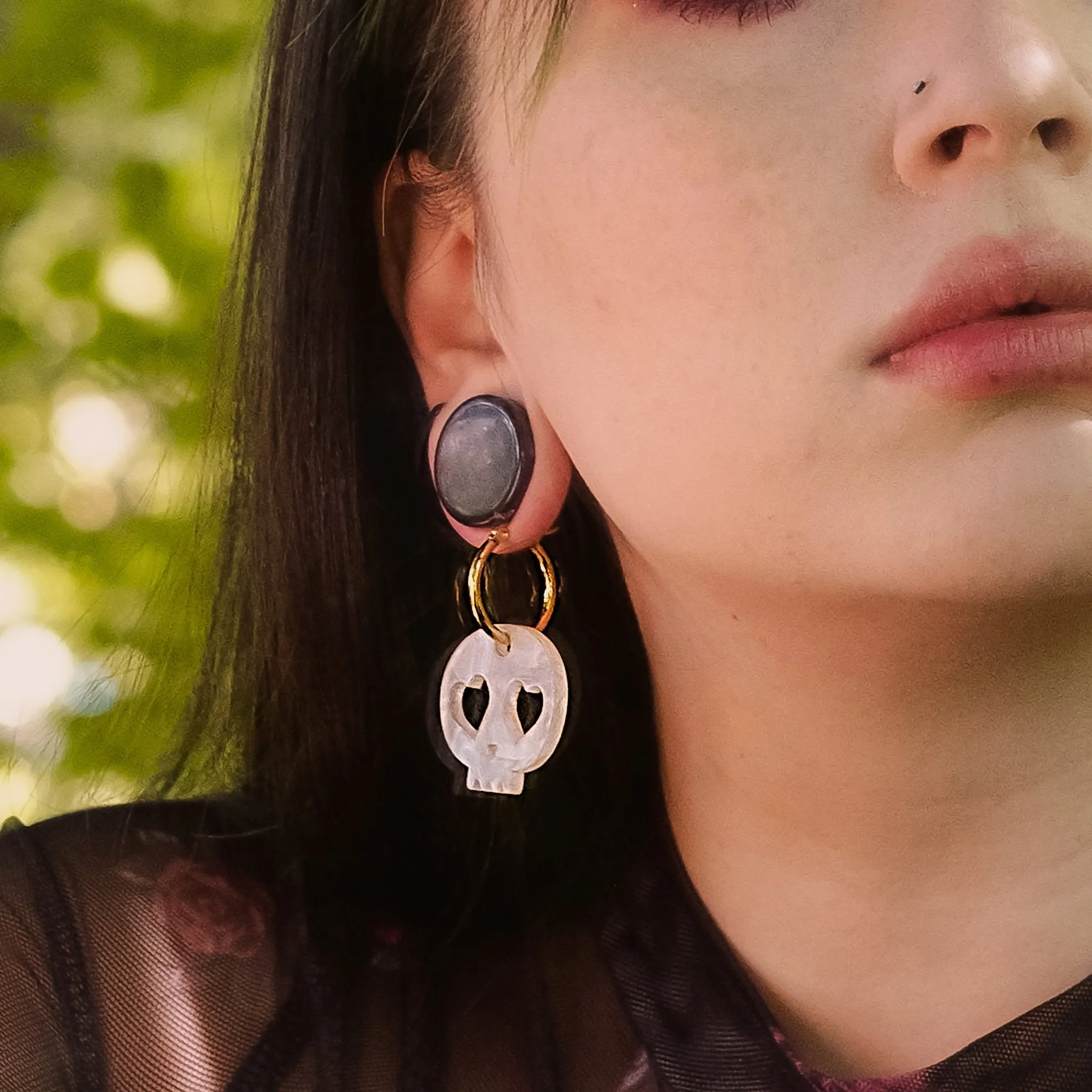 Heart Eye Skull Hoop Earrings