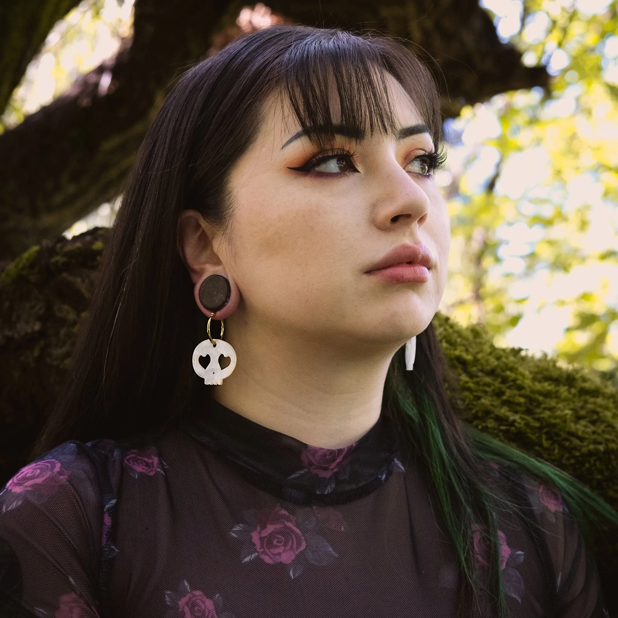 Heart Eye Skull Hoop Earrings