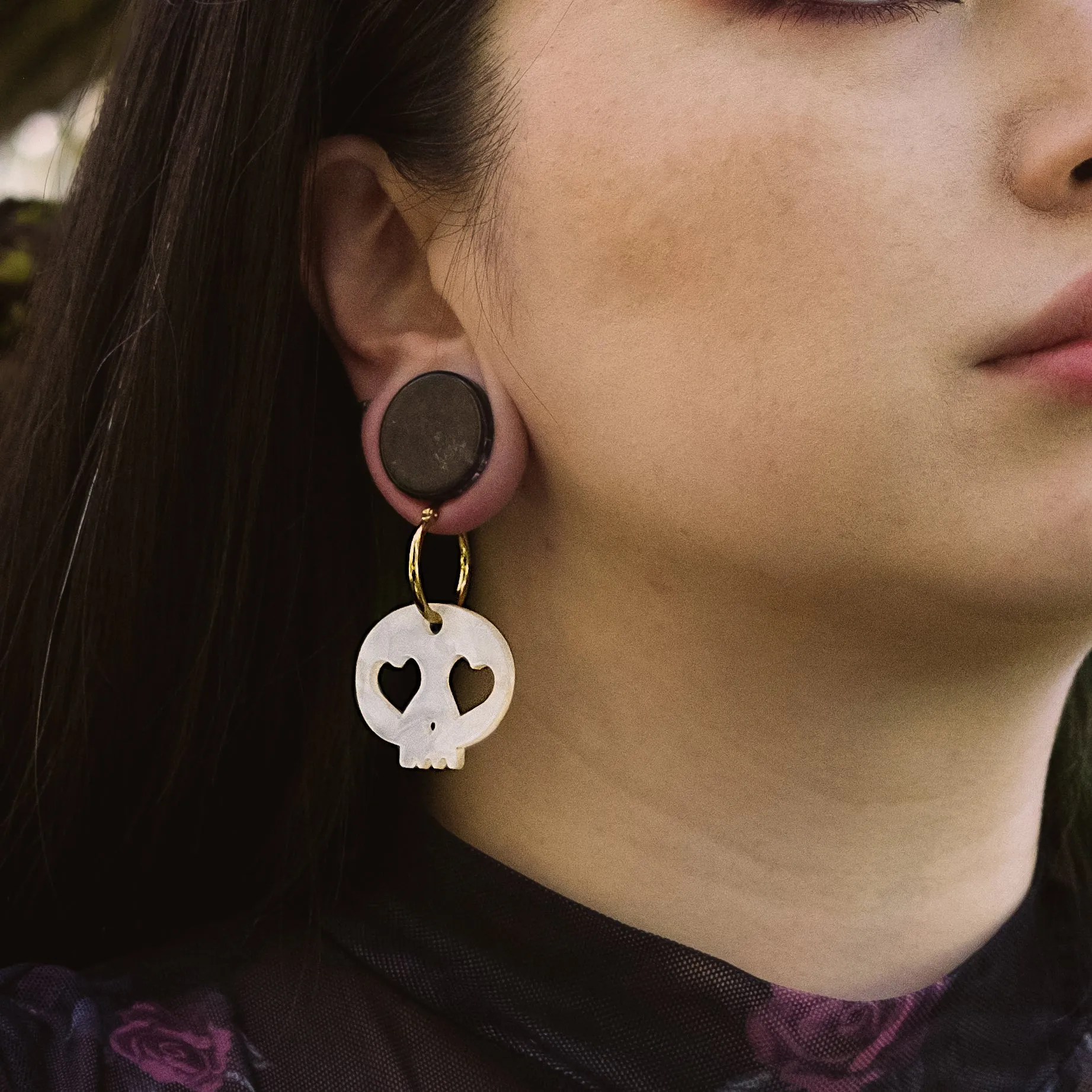 Heart Eye Skull Hoop Earrings