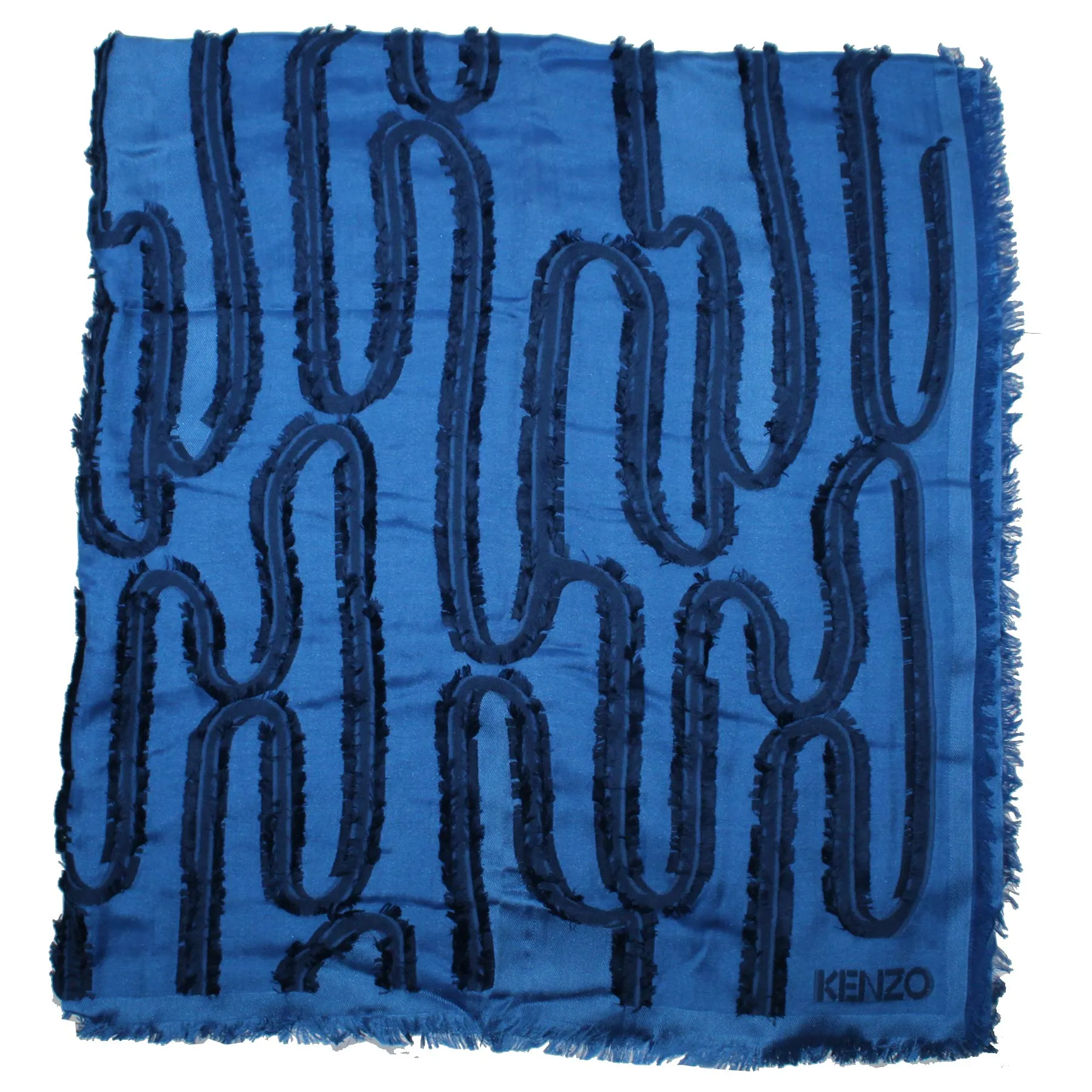 Kenzo Scarf Royal Blue Design - Large Cotton Silk Shawl FINAL SALE