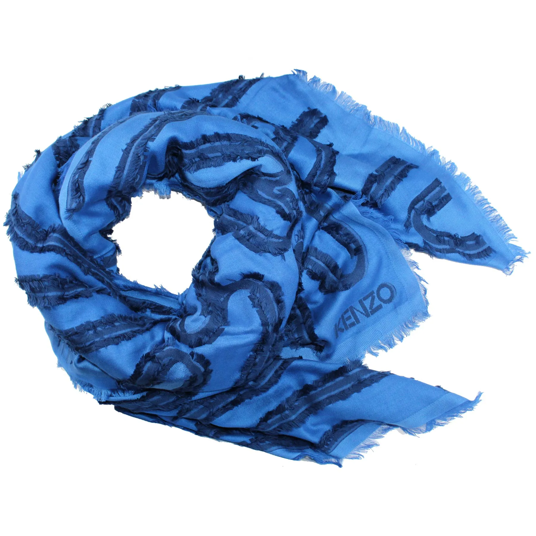 Kenzo Scarf Royal Blue Design - Large Cotton Silk Shawl FINAL SALE