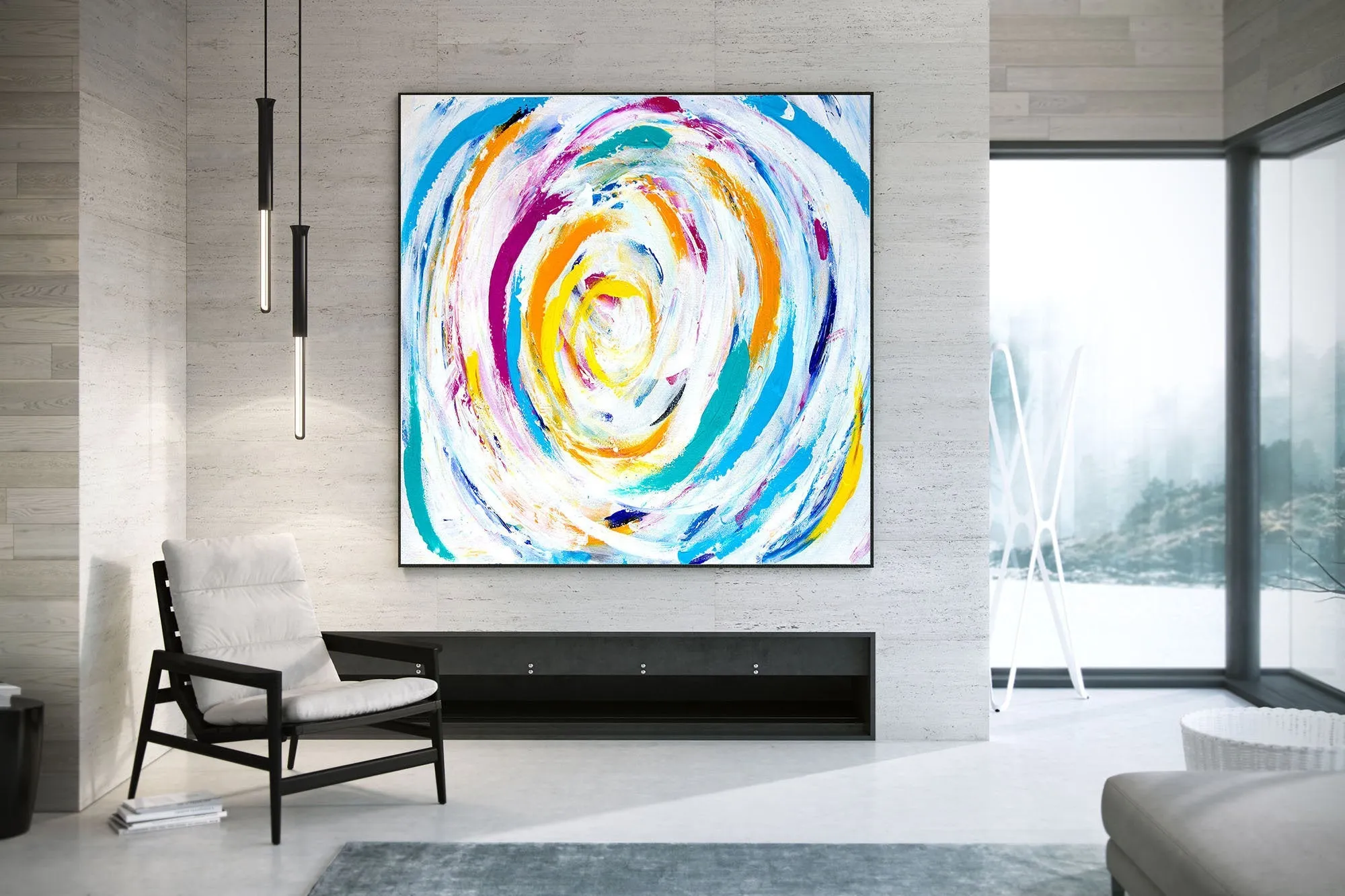 Large Colorful Landscape AbstractOriginal Art Kp068