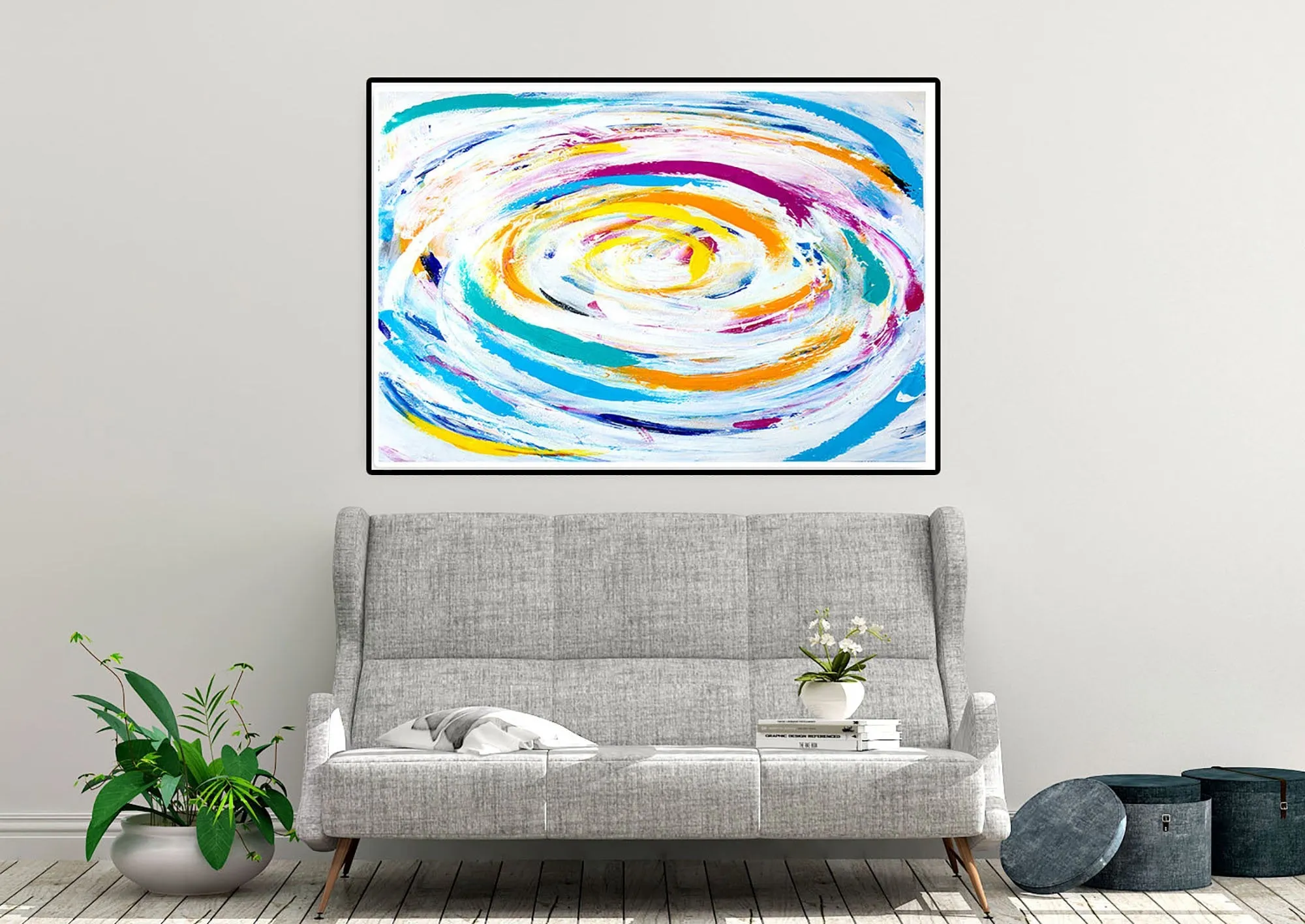 Large Colorful Landscape AbstractOriginal Art Kp068