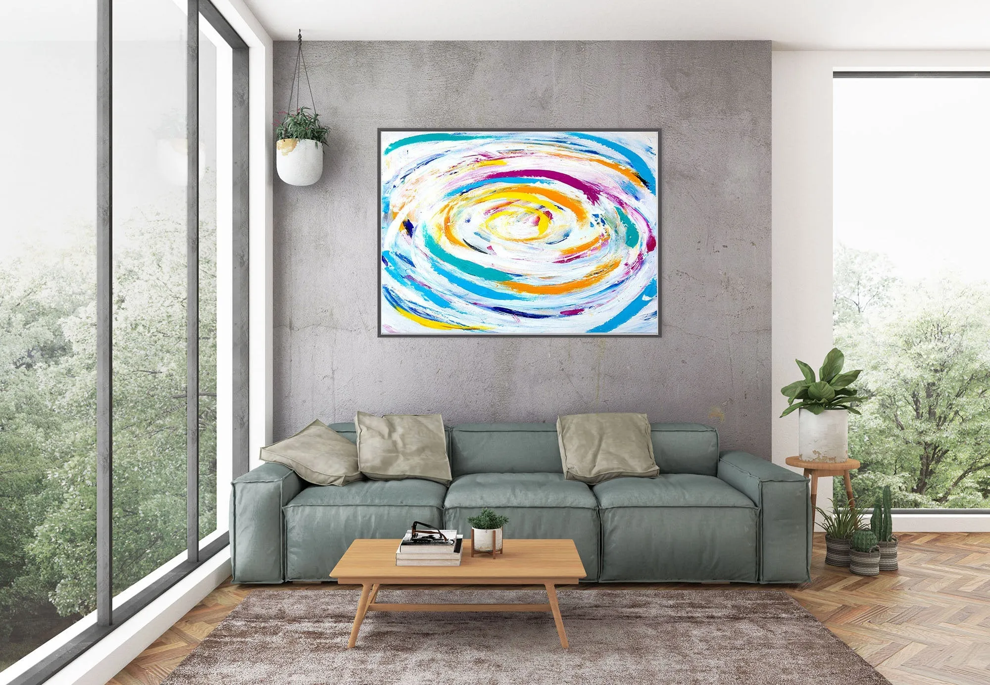 Large Colorful Landscape AbstractOriginal Art Kp068