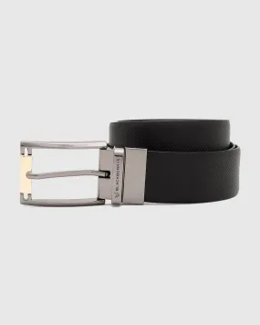 Leather Reversible Black & Brown Textured Belt - Silvio