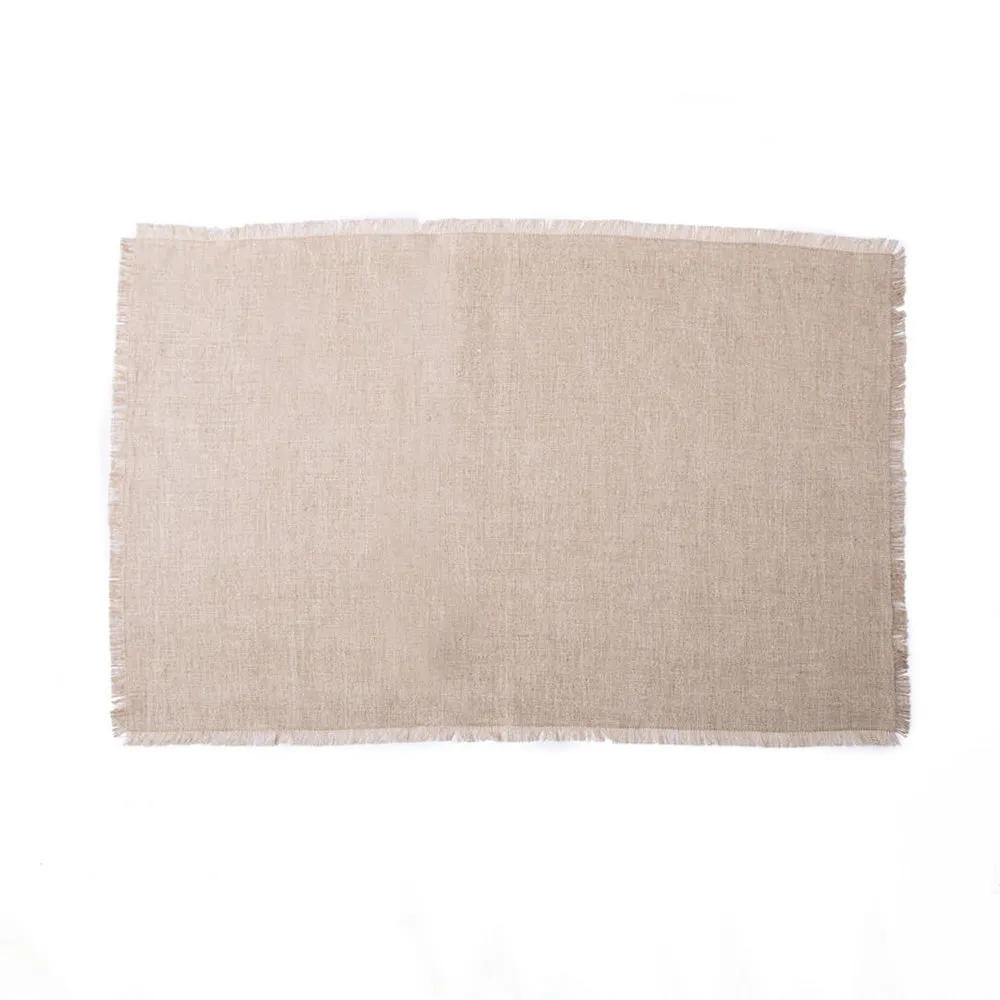 Linen Fringe Hand Towel- Flax