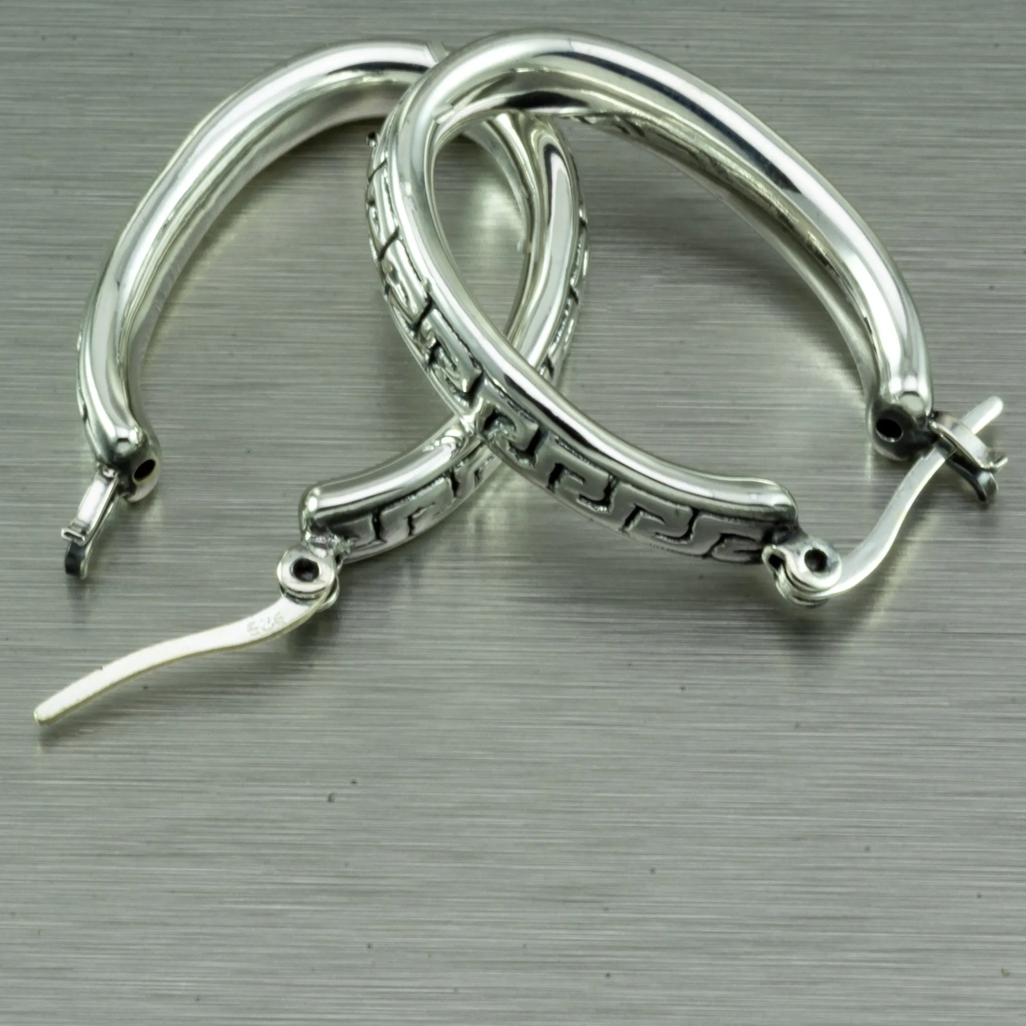 Meandros Sterling Silver Hoop Earrings