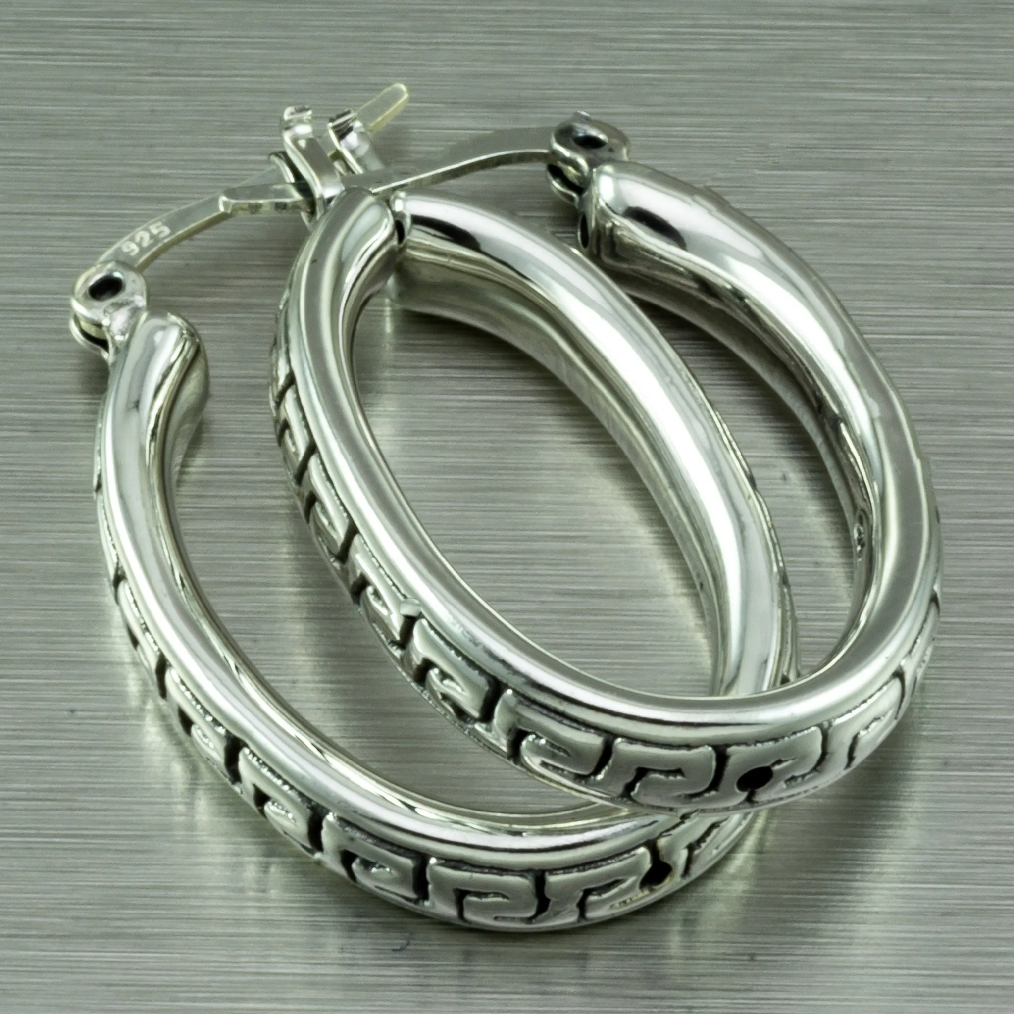 Meandros Sterling Silver Hoop Earrings