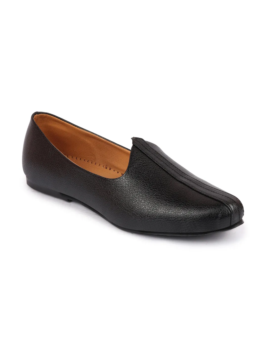 Men Black Ethnic Slip-On Jutis and Mojaris