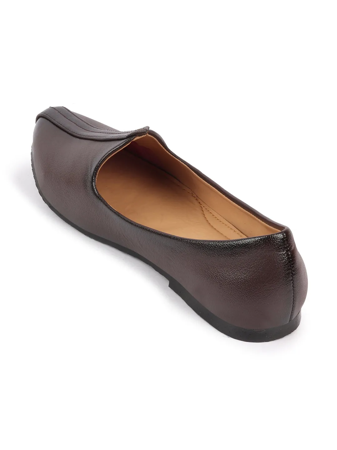 Men Brown Ethnic Slip-On Jutis and Mojaris