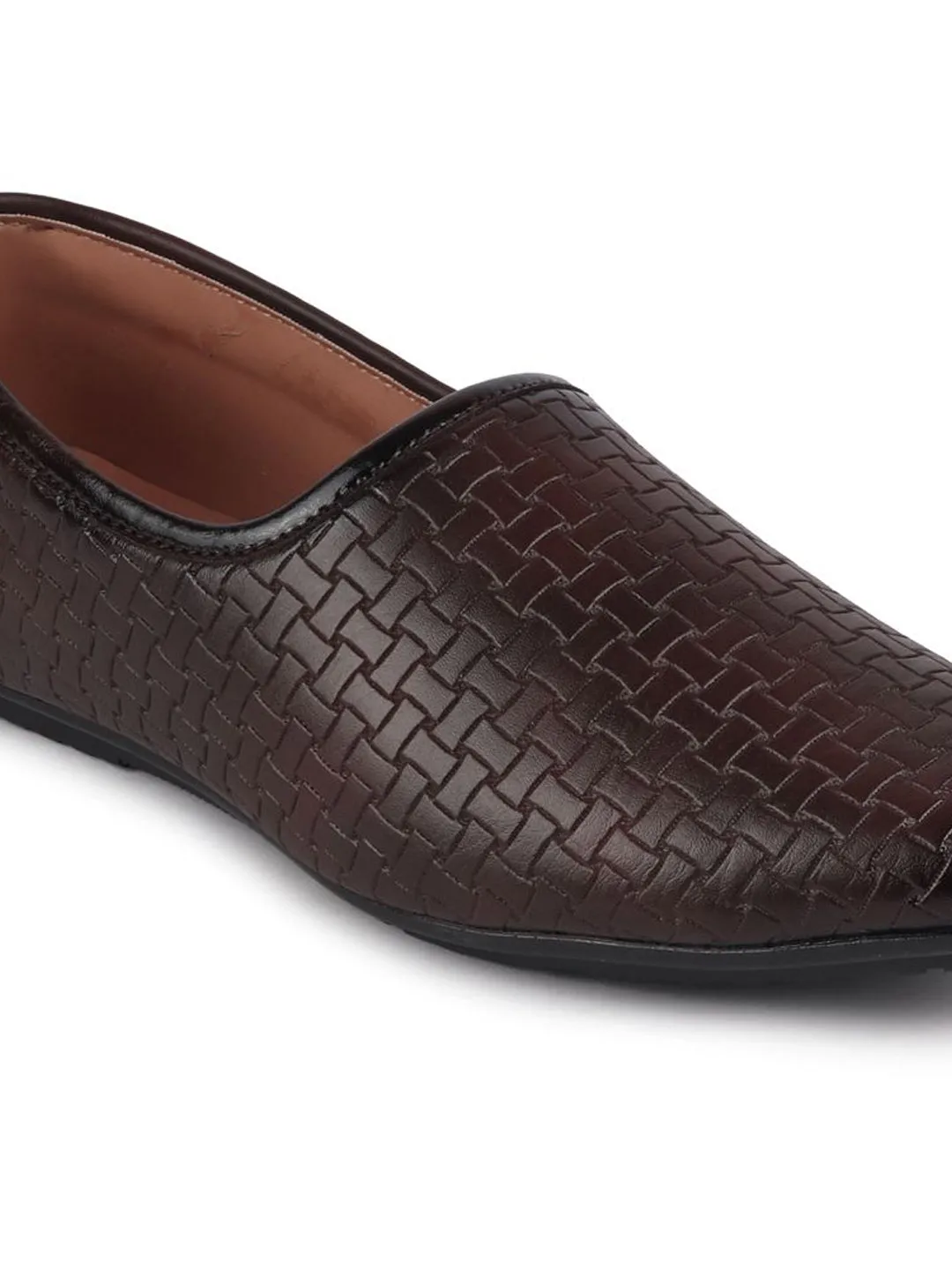 Men Brown Ethnic Slip-On Regular Styling Jutis & Mojaris