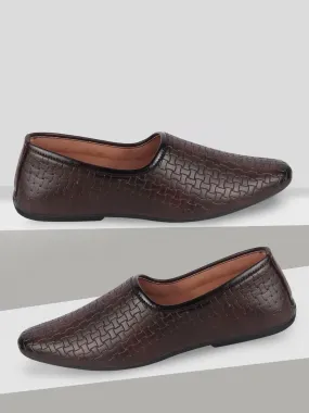 Men Brown Ethnic Slip-On Regular Styling Jutis & Mojaris