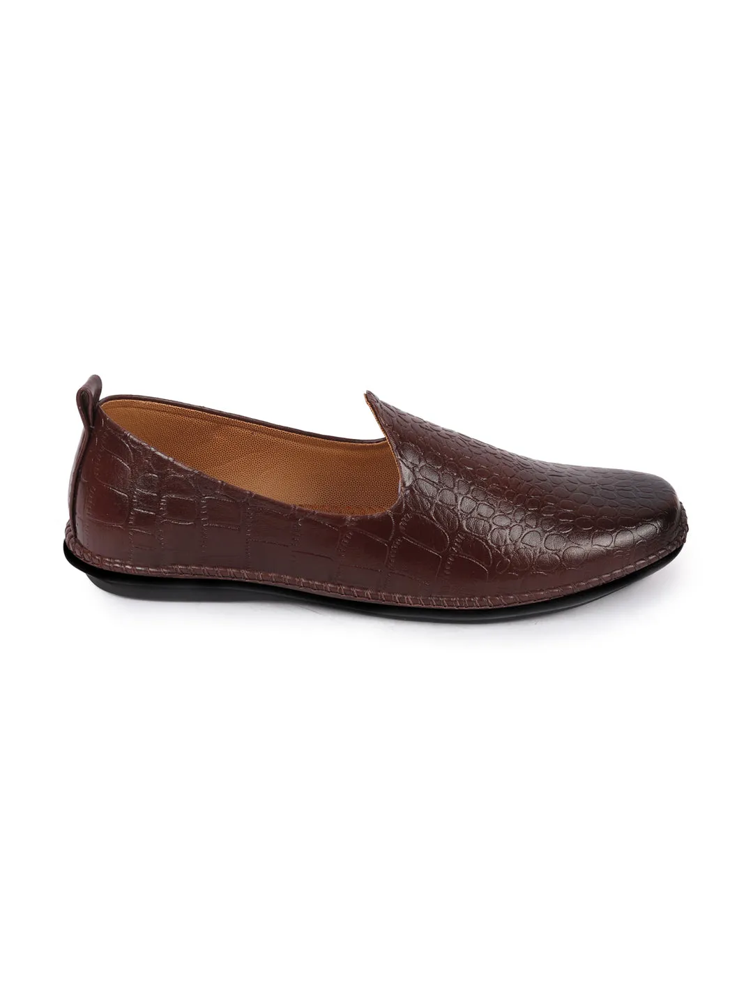 Men Brown Ethnic Slip On Trending Stitched Jutis