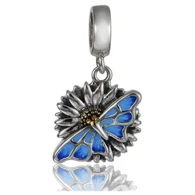 Monarch Butterfly on Sunflower Dangle Pendant