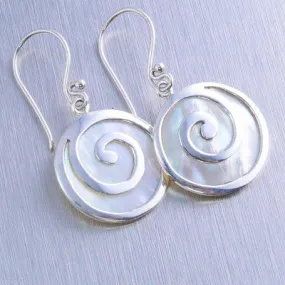 Mother-of-Pearl Spiral sterling silver earrings