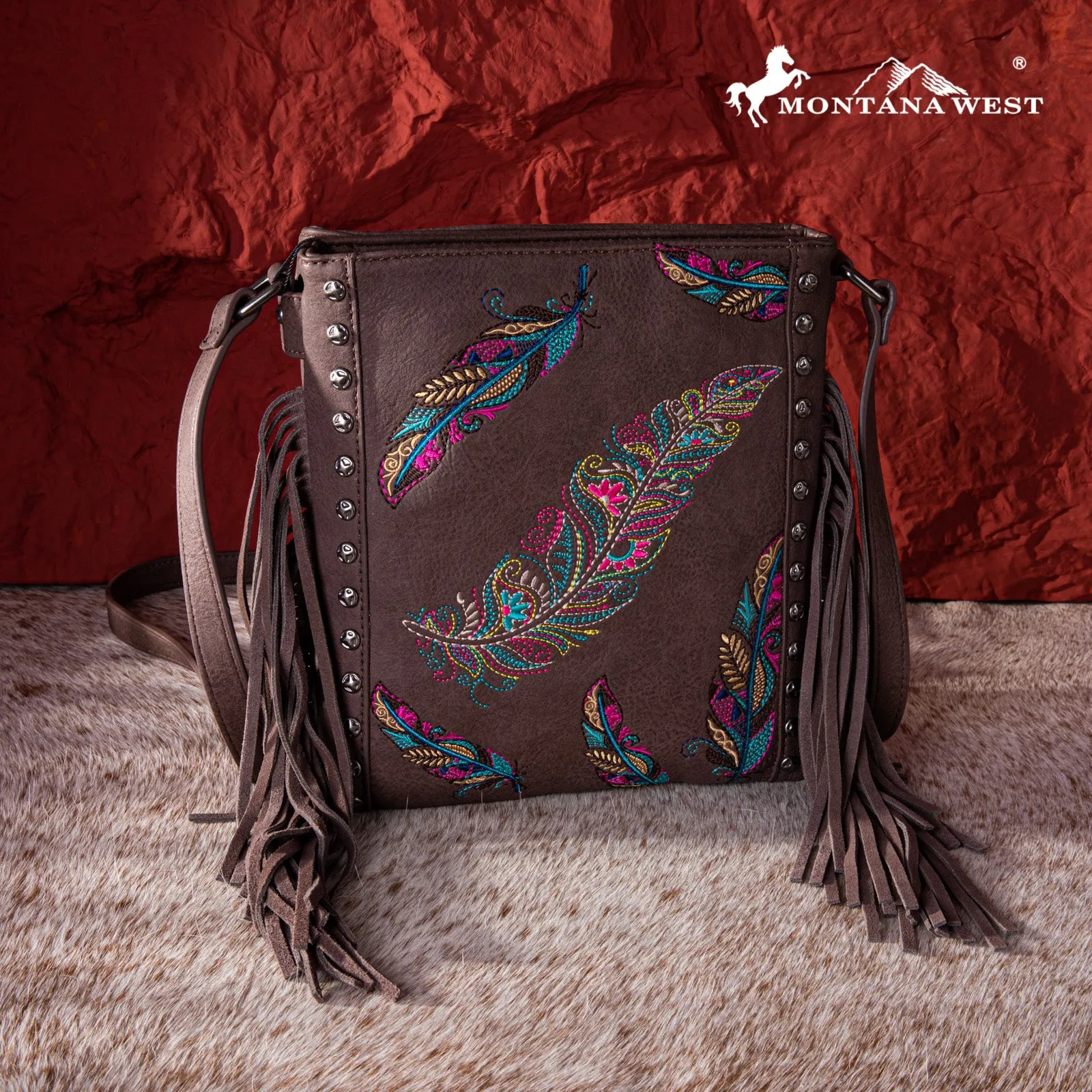 MW1242G-9360  Montana West Embroidered Collection Concealed Carry Crossbody