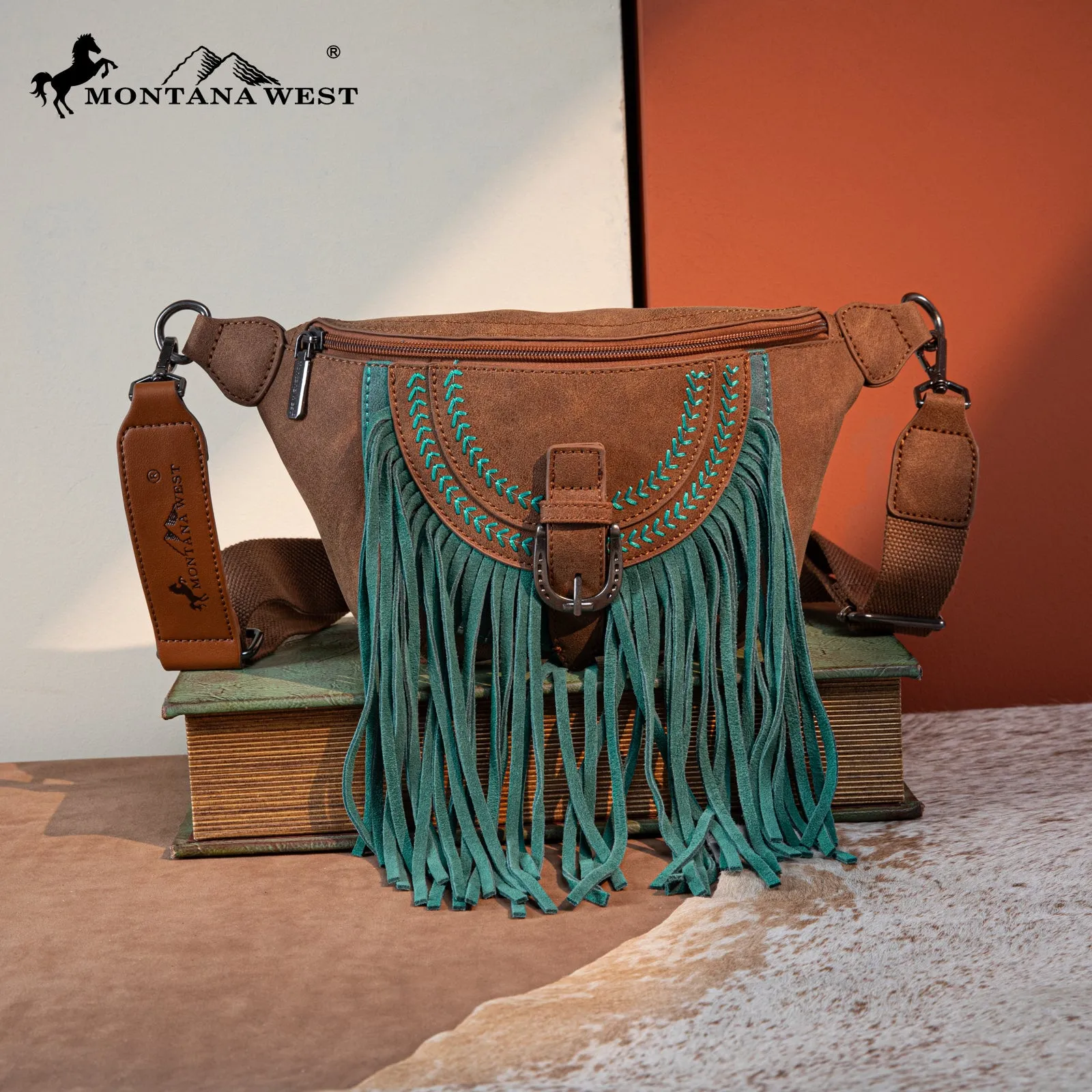 MW1289-194 Montana West Buckle Fringe Collection Fanny Pack