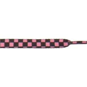 Printed Flat 3/8 - Black/Pink Checker Large (12 Pair Pack) Shoelaces