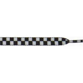 Printed Flat 3/8 - White/Black Checker Large (12 Pair Pack) Shoelaces