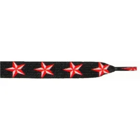 Printed Flat 9/16 - Big Red Stars (12 Pair Pack) Shoelaces