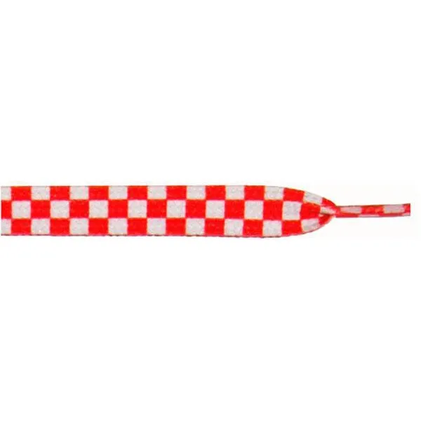 Printed Flat 9/16 - White/Red Checker Large (12 Pair Pack) Shoelaces